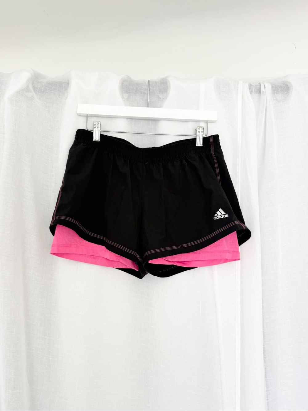 y2k adidas hot pink 2-in-1 running shorts ✦
